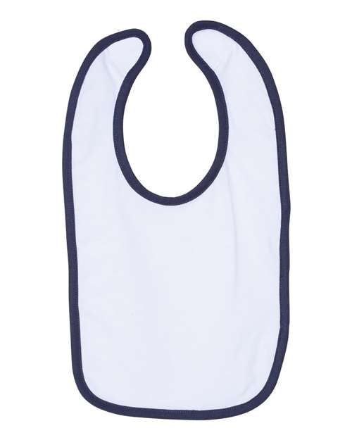 Rabbit Skins 1004 Infant Contrast Trim Premium Jersey Bib - White/ Navy - side