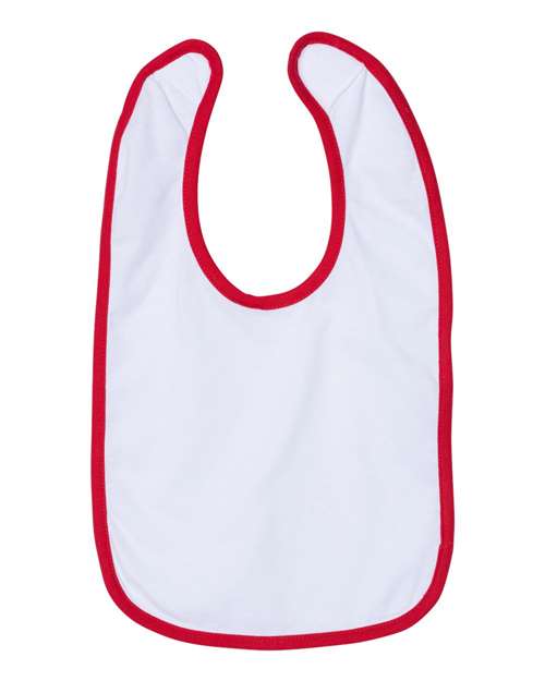 Rabbit Skins 1004 Infant Contrast Trim Premium Jersey Bib - White/ Red - side