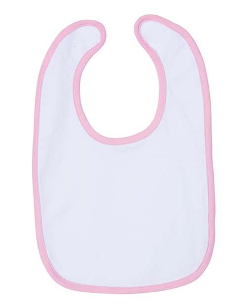Rabbit Skins 1004 Infant Contrast Trim Premium Jersey Bib - White/ Pink - side