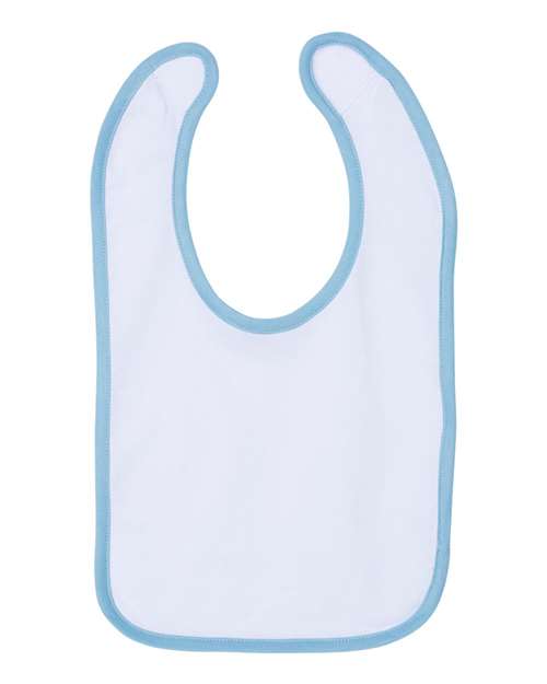 Rabbit Skins 1004 Infant Contrast Trim Premium Jersey Bib - White/ Light Blue - side