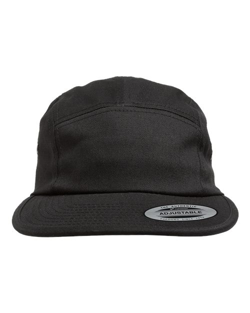YP Classics 7005 Classic Jockey Flat Bill Cap - Black - front