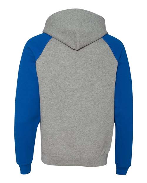 JERZEES 96CR Unisex Nublend® Colorblocked Raglan Hooded Sweatshirt - Oxford/ Royal - back