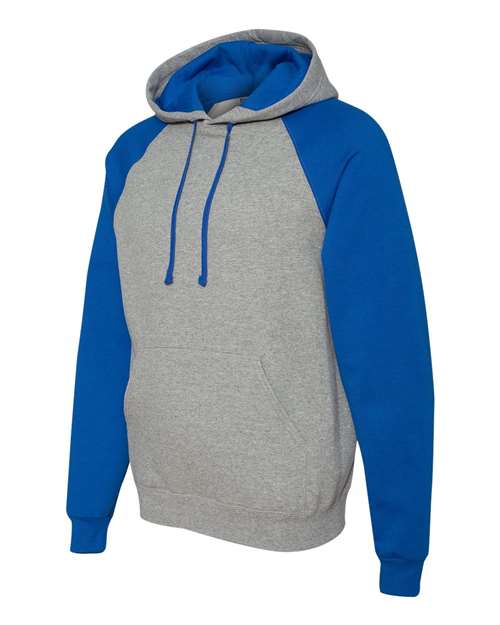 JERZEES 96CR Unisex Nublend® Colorblocked Raglan Hooded Sweatshirt - Oxford/ Royal - side