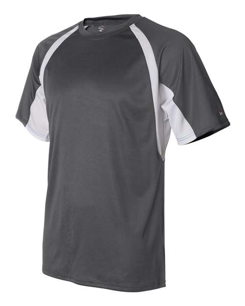 Badger 4144 Men's B-Core Hook T-Shirt - Graphite/ White - side