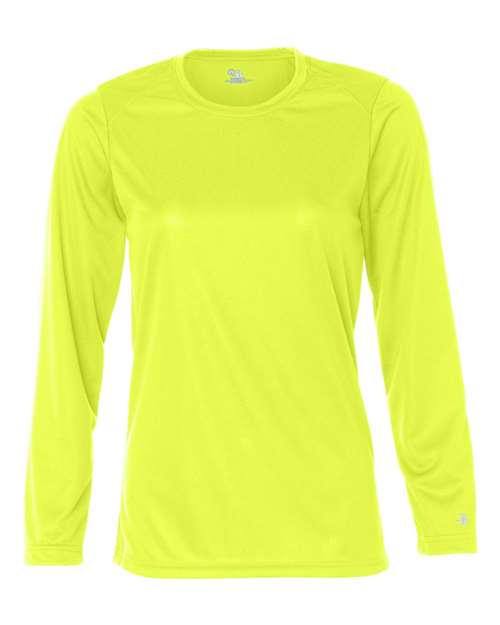 Badger 4164 Women's B-Core Long Sleeve T-Shirt - Safety Yellow - front