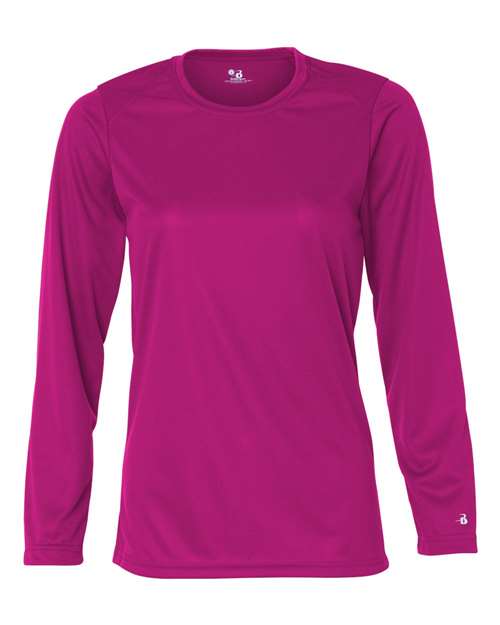 Badger 4164 Women's B-Core Long Sleeve T-Shirt - Hot Pink - front