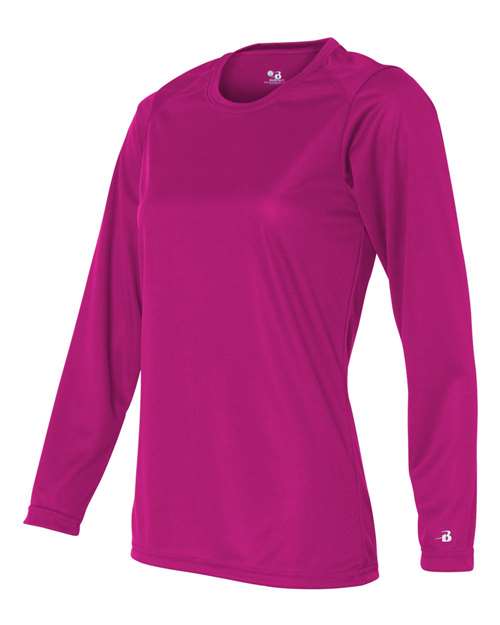 Badger 4164 Women's B-Core Long Sleeve T-Shirt - Hot Pink - side