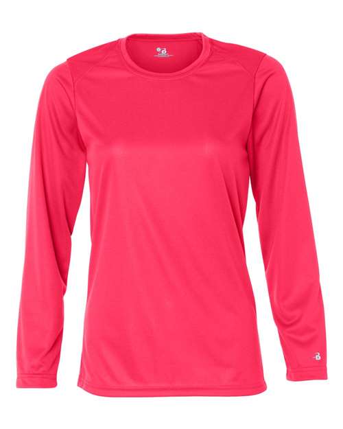 Badger 4164 Women's B-Core Long Sleeve T-Shirt - Hot Coral - front