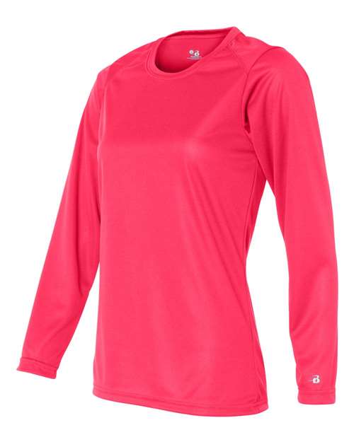 Badger 4164 Women's B-Core Long Sleeve T-Shirt - Hot Coral - side