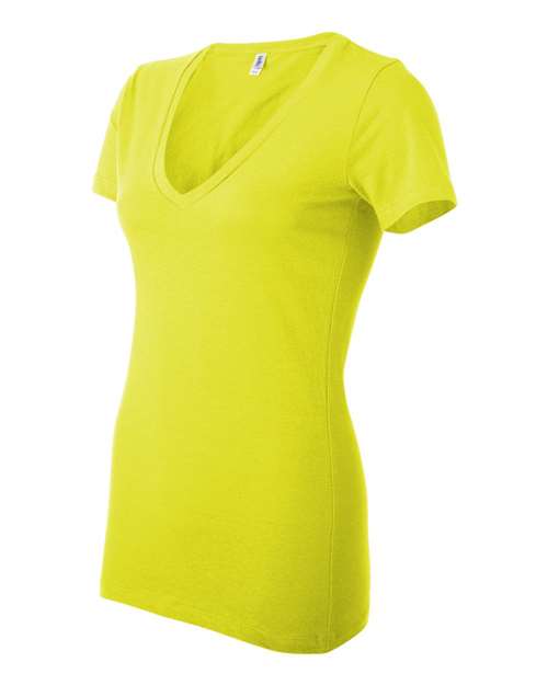BELLA + CANVAS 6035 Women’s Jersey Deep V-Neck Tee - Neon Yellow - side