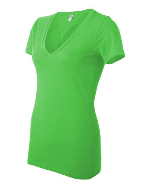 BELLA + CANVAS 6035 Women’s Jersey Deep V-Neck Tee - Neon Green - side