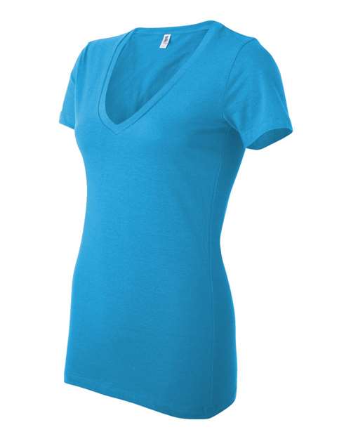 BELLA + CANVAS 6035 Women’s Jersey Deep V-Neck Tee - Neon Blue - side
