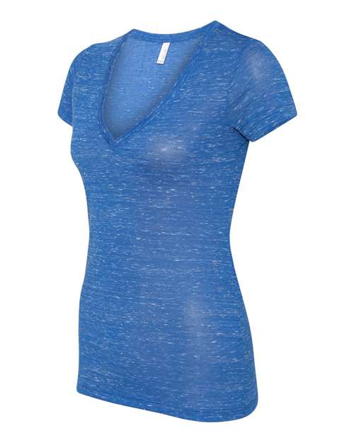 BELLA + CANVAS 6035 Women’s Jersey Deep V-Neck Tee - True Royal Marble - side