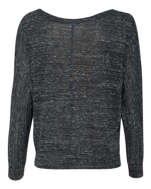 BELLA + CANVAS 8850 Women’s Flowy Off Shoulder Long Sleeve Tee - Black Marble - back
