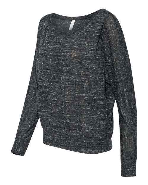 BELLA + CANVAS 8850 Women’s Flowy Off Shoulder Long Sleeve Tee - Black Marble - side