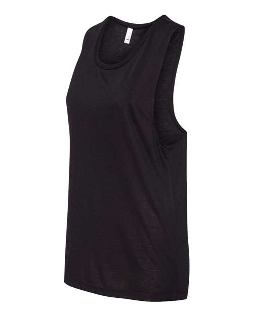 BELLA + CANVAS 8803 Women's Flowy Scoop Muscle Tank - Black - side