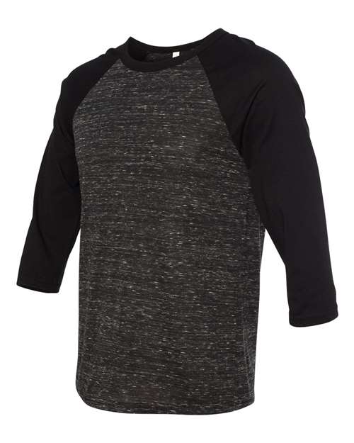 BELLA + CANVAS 3200 Unisex Three-Quarter Sleeve Baseball Tee - Black Marble/ Black - side
