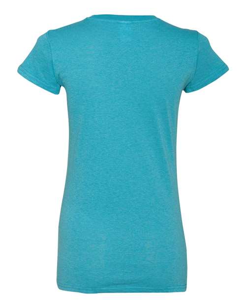 J. America 8138 Women’s Glitter T-Shirt - Maui Blue/ Silver - back