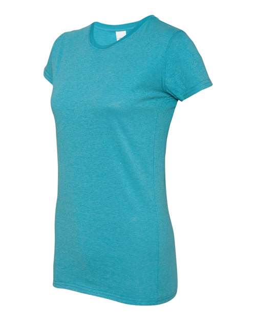 J. America 8138 Women’s Glitter T-Shirt - Maui Blue/ Silver - side