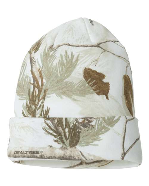 Kati LCB12 12" Licensed Camo Cuffed Beanie - White Realtree AP - front