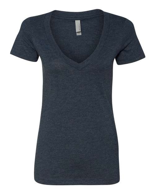 Next Level 6640 Women’s CVC Deep V-Neck Tee - Midnight Navy - front
