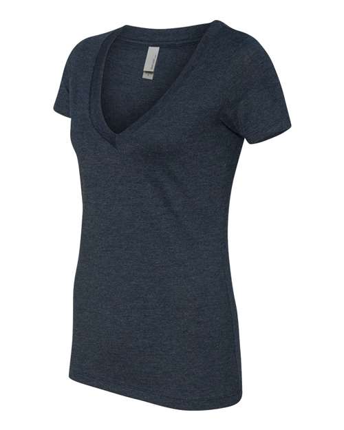 Next Level 6640 Women’s CVC Deep V-Neck Tee - Midnight Navy - side