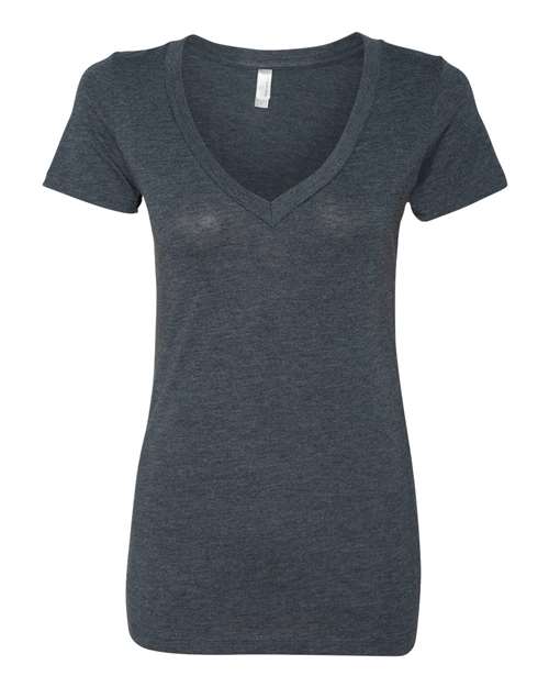 Next Level 6740 Women’s Triblend Deep V-Neck Tee - Vintage Navy - front