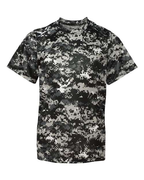 Badger 2180 Youth Digital Camo T-Shirt - Black Digital - front