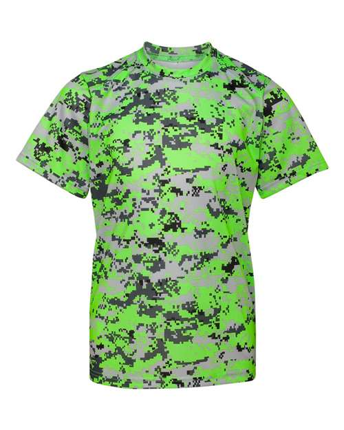 Badger 2180 Youth Digital Camo T-Shirt - Lime Digital - front