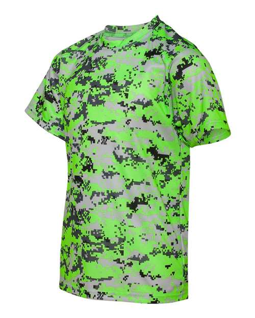Badger 2180 Youth Digital Camo T-Shirt - Lime Digital - side