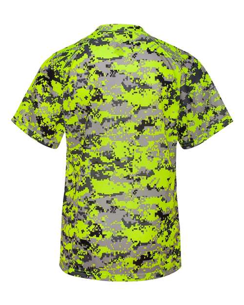 Badger 2180 Youth Digital Camo T-Shirt - Safety Yellow Digital - back