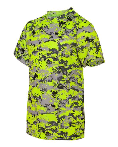 Badger 2180 Youth Digital Camo T-Shirt - Safety Yellow Digital - side