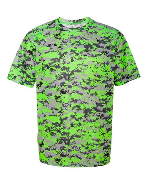 Badger 4180 Men's Digital Camo T-Shirt - Lime Digital - front