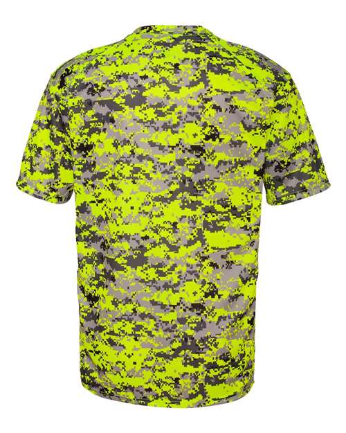 Badger 4180 Men's Digital Camo T-Shirt - Safety Yellow Digital - back