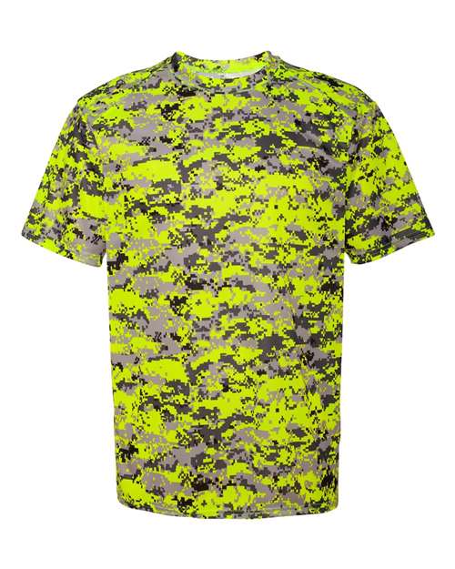 Badger 4180 Men's Digital Camo T-Shirt - Safety Yellow Digital - front