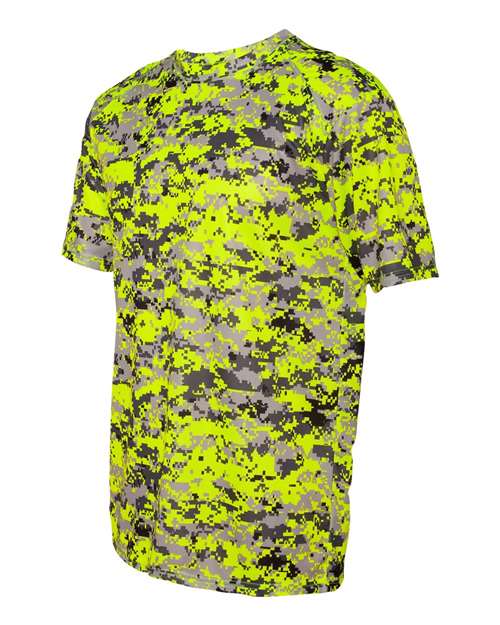 Badger 4180 Men's Digital Camo T-Shirt - Safety Yellow Digital - side