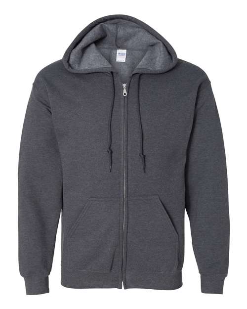 Gildan 18600 Unisex Heavy Blend™ Full-Zip Hooded Sweatshirt - Dark Heather - front