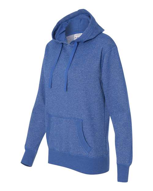 J. America 8860 Women’s Glitter French Terry Hooded Sweatshirt - Royal/ Silver - side