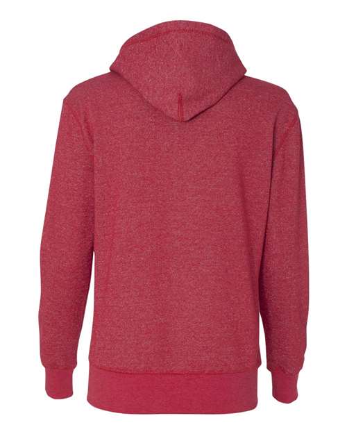 J. America 8860 Women’s Glitter French Terry Hooded Sweatshirt - Red/ Silver - back