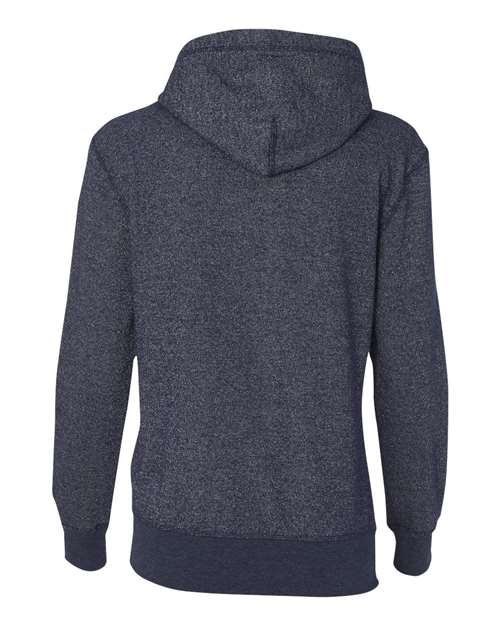 J. America 8860 Women’s Glitter French Terry Hooded Sweatshirt - Navy/ Silver - back