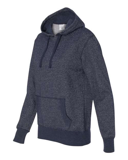 J. America 8860 Women’s Glitter French Terry Hooded Sweatshirt - Navy/ Silver - side