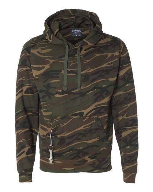 J. America 8615 Men's Polyester Tailgate Hooded Sweatshirt - Camo - front