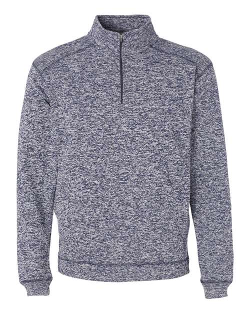 J. America 8614 Men's Cosmic Fleece Quarter-Zip Sweatshirt - Navy Fleck - front