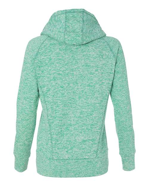 J. America 8616 Women’s Cosmic Fleece Hooded Sweatshirt - Emerald/ Neon Yellow - back