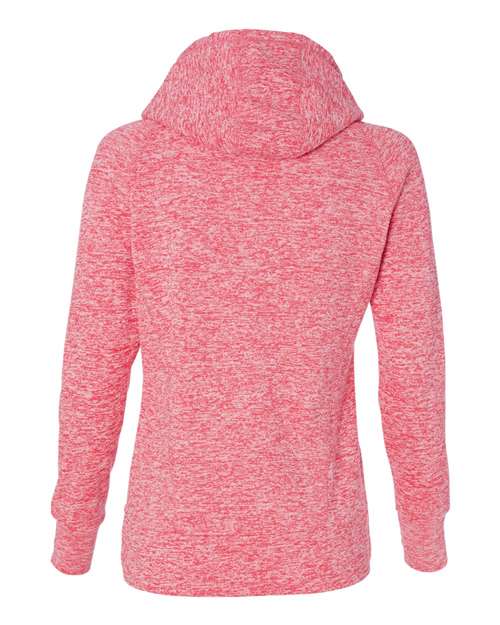 J. America 8616 Women’s Cosmic Fleece Hooded Sweatshirt - Fire Coral/ Magenta - back