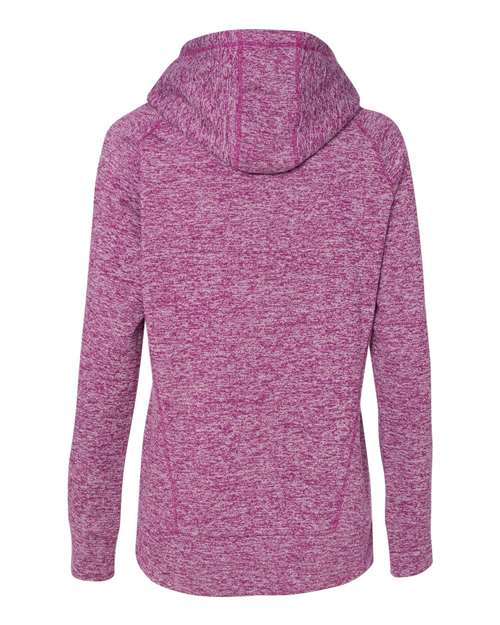 J. America 8616 Women’s Cosmic Fleece Hooded Sweatshirt - Magenta/ Neon Yellow - back