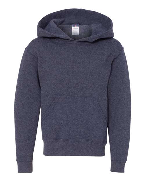 JERZEES 996YR Youth NuBlend® Hooded Sweatshirt - Vintage Heather Navy - front