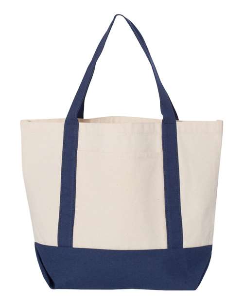 Liberty Bags 8867 Seaside Boater Tote - Natural/ Navy - front