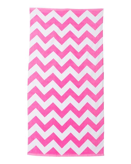 Carmel Towel Company C3060X Chevron Velour Beach Towel - Perfect Pink - side