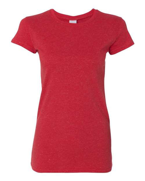 J. America 8138 Women’s Glitter T-Shirt - Red/ Silver - front